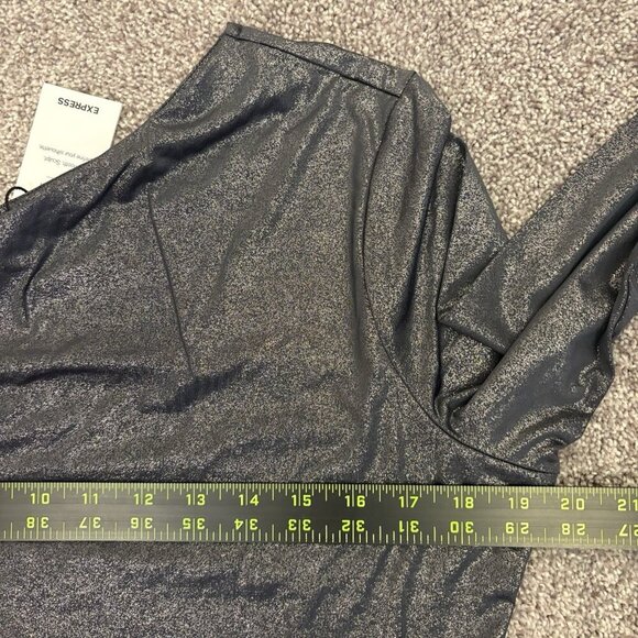 Express Women's Body Contour Bodysuit Size XL Shine One Shoulder Long Sleeve NWT - Picture 13 of 16